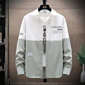 Men’s Two-Tone Button-Up Casual Shirt