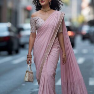 Golden Grace Blush Pink Saree