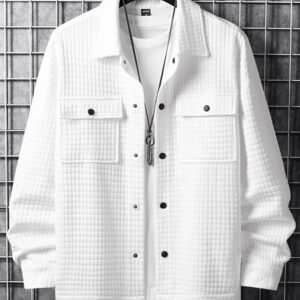 Men’s Textured Quilted Button-Up Jacket