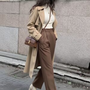 Modern Classic Beige Long Trench Coat