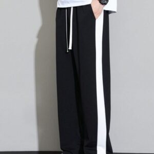 Men’s Black Side Stripe Track Pants