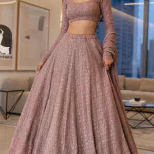 Dusty Rose Luxe Embroidered Lehenga Set
